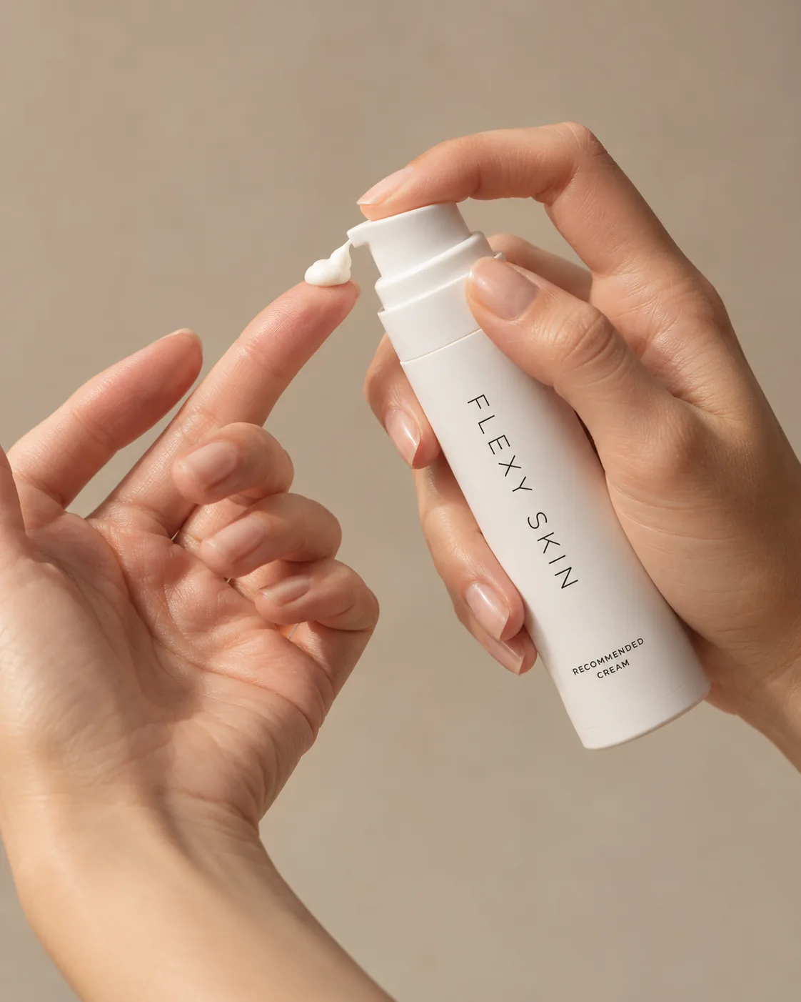 Ілюстративне фото крему Flexy Skin у руках дівчини